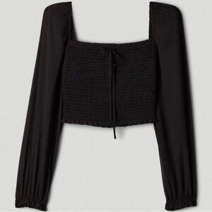 Wilfred saga smocked black blouse